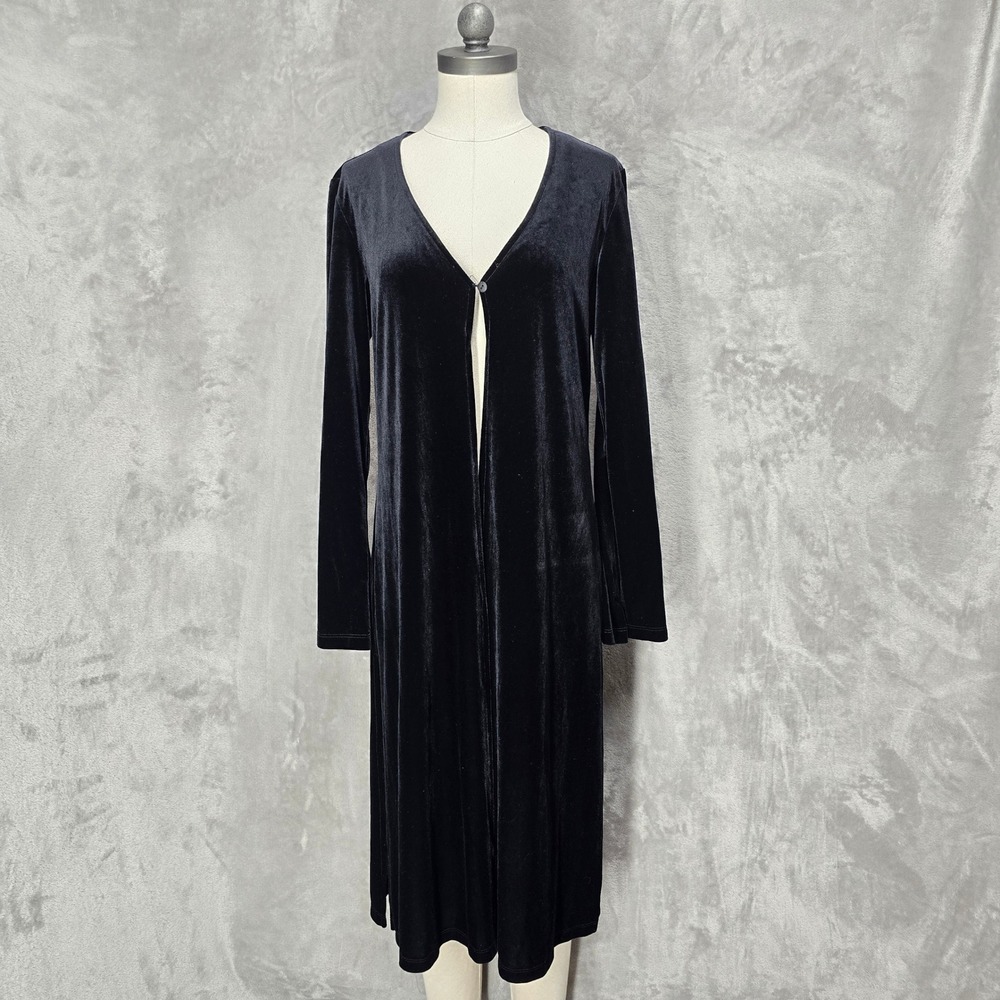 Rabbit Rabbit Designs Duster Cardigan Women 14M Black Velvet Long Whimsigoth Y2K